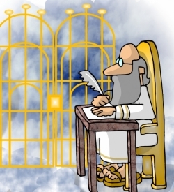 Image result for cartoon st. peter at heaven's gate